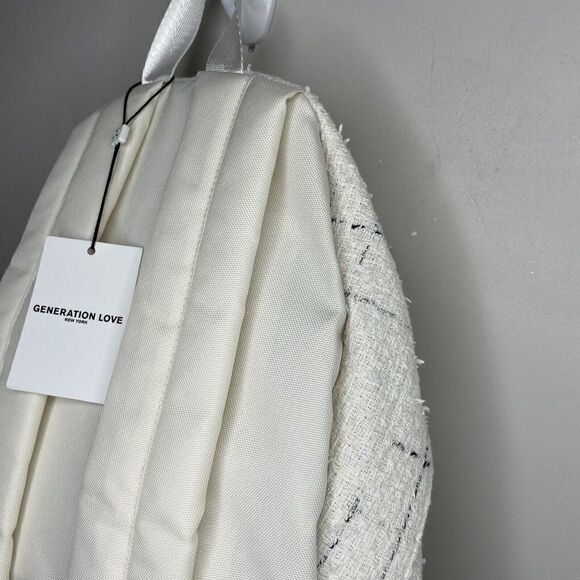 Generation Love Cream Windowpane Eden Backpack NEW Ivory Gray Tweed - Picture 7 of 11